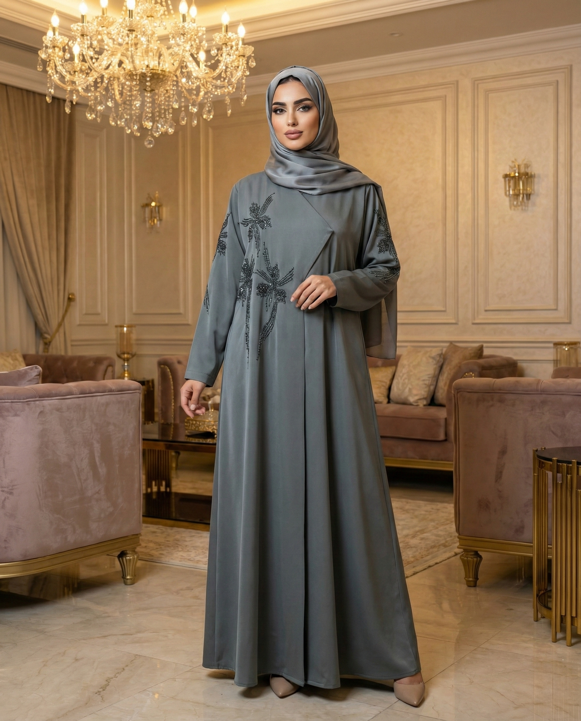 عباية "سيلفر" الأنيقة | فخامة الهاند ورك