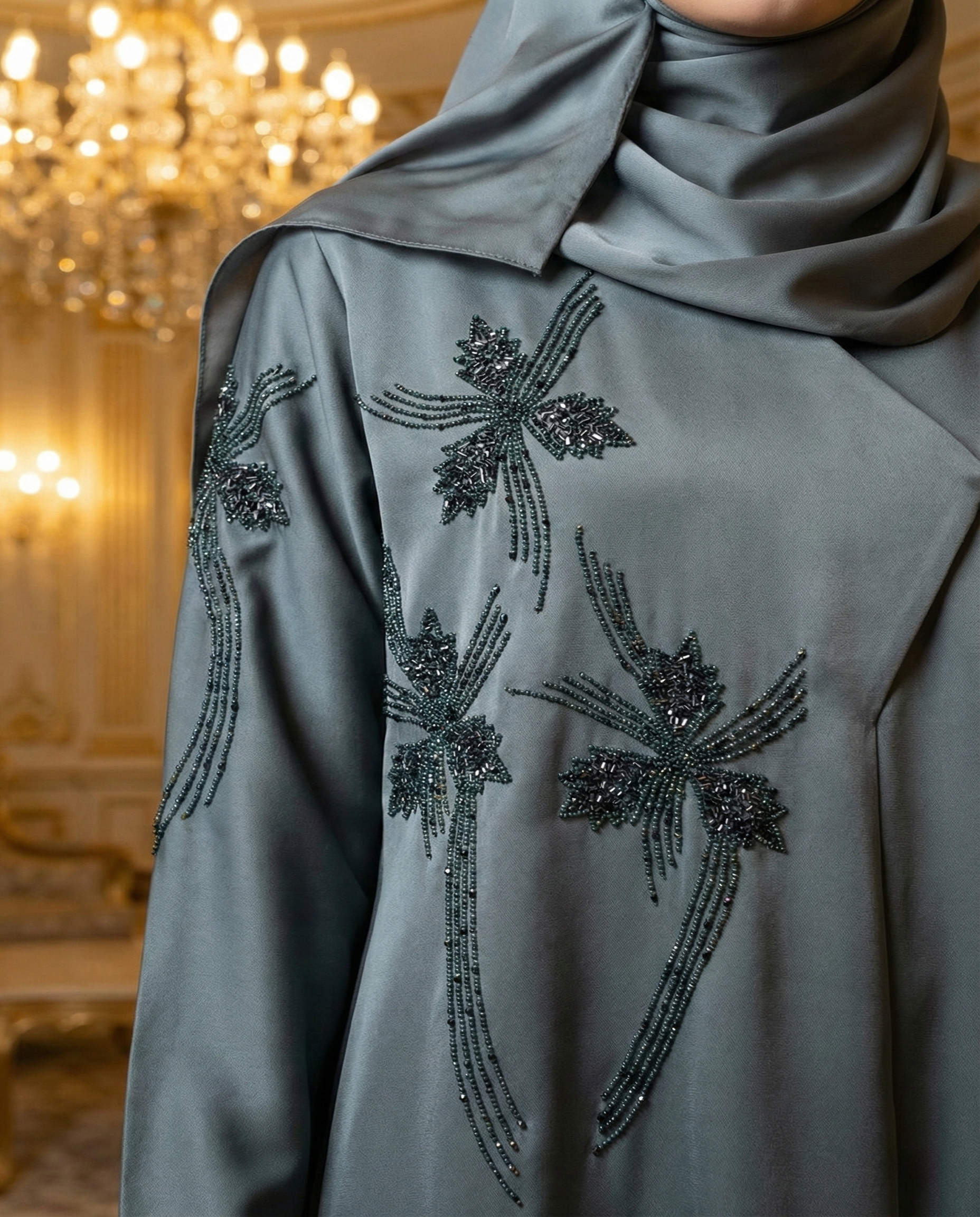 عباية "سيلفر" الأنيقة | فخامة الهاند ورك - الصورة 3